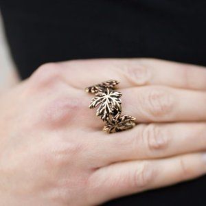brass leaves ring